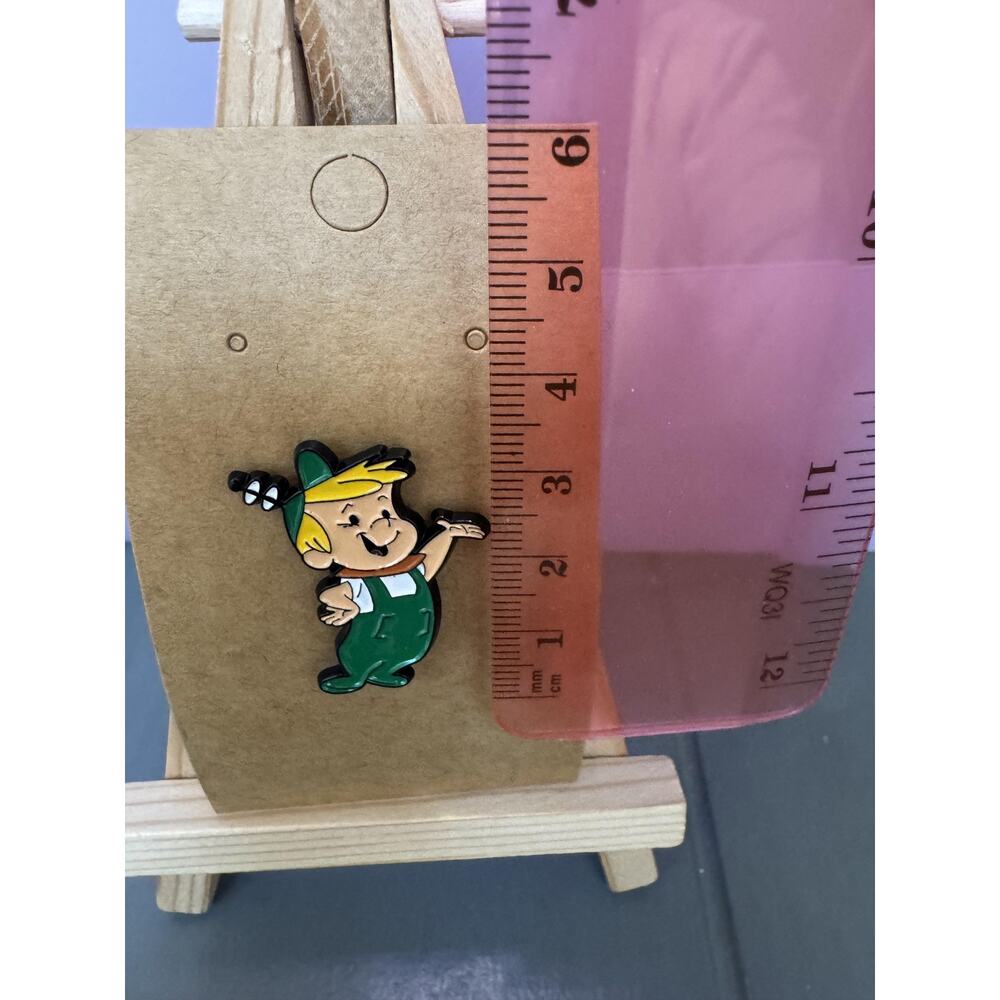 Cartoon Character Green Overalls Enamel Lapel Pin Rubber Back Badge Small Cute - Picture 3 of 4